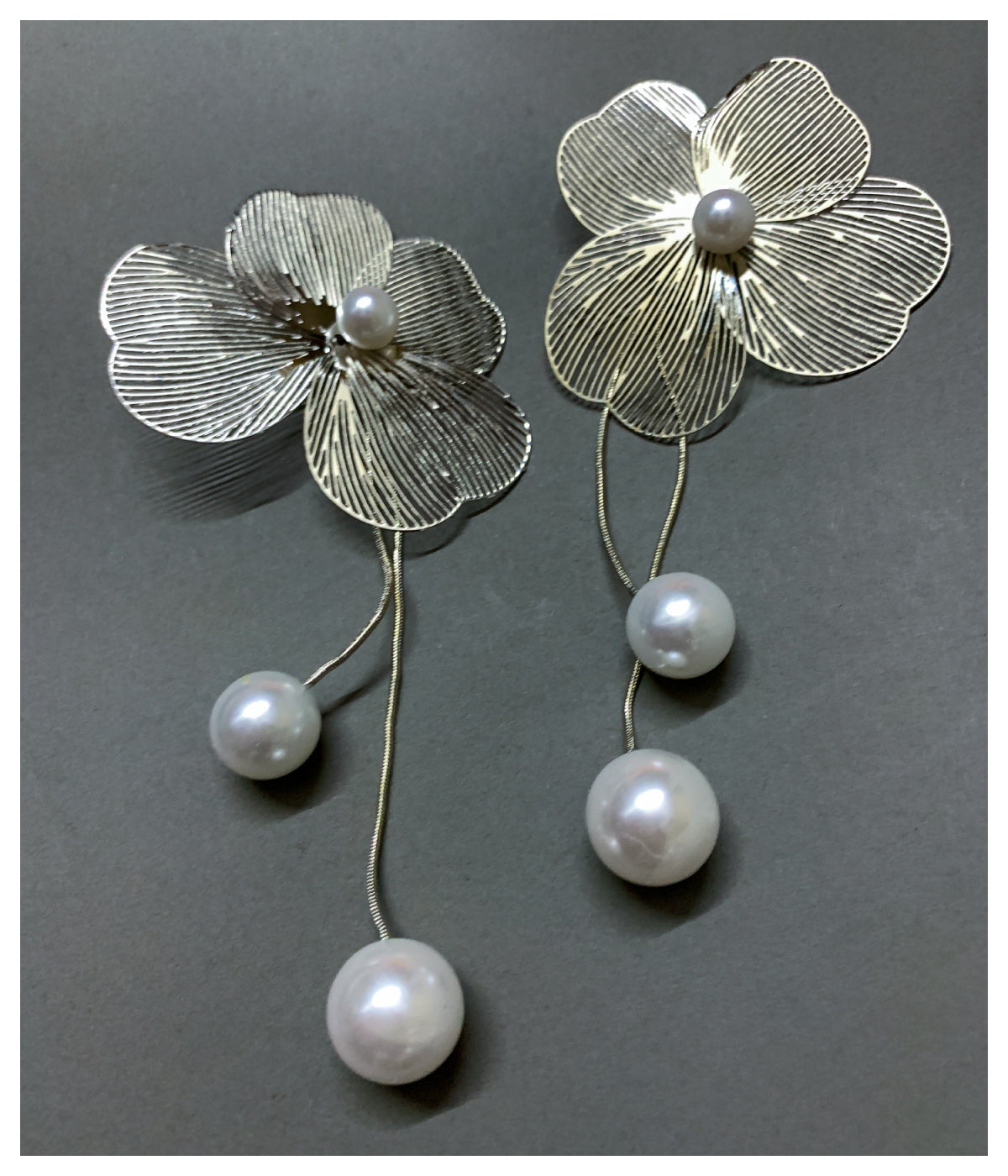 Silver Pearl Drop Earrings