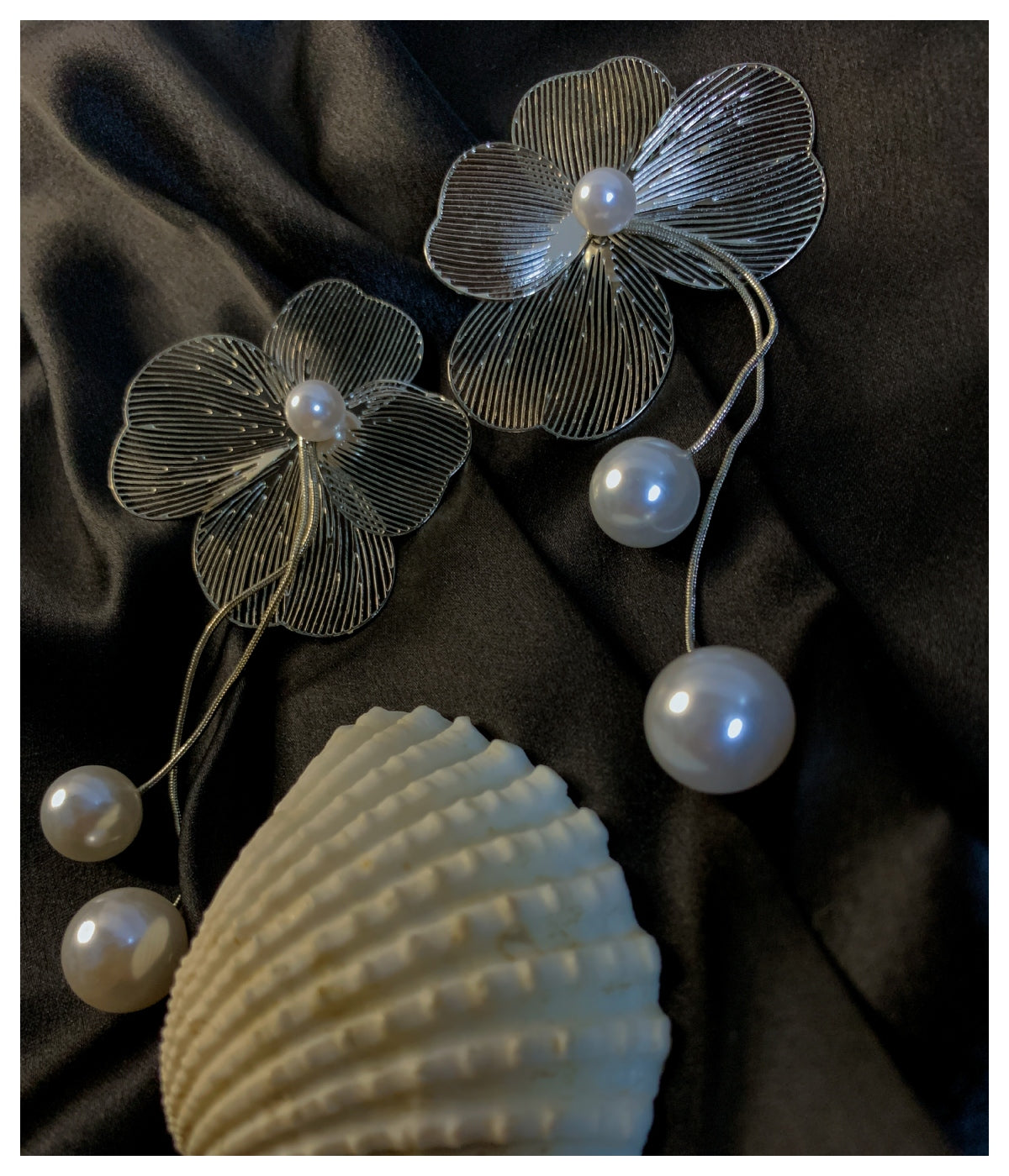 Silver Pearl Drop Earrings