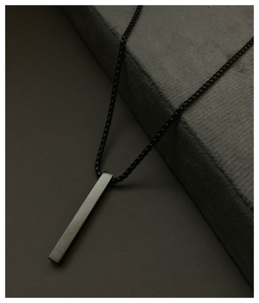 Black Charm Stainless Steel Chain Pendant For Men