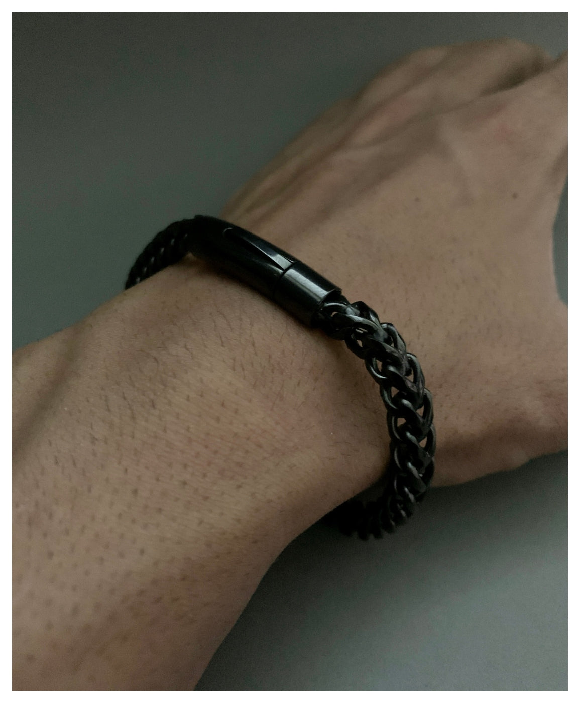 Black Criss Cross Stainless Steel Bracelet For Men
