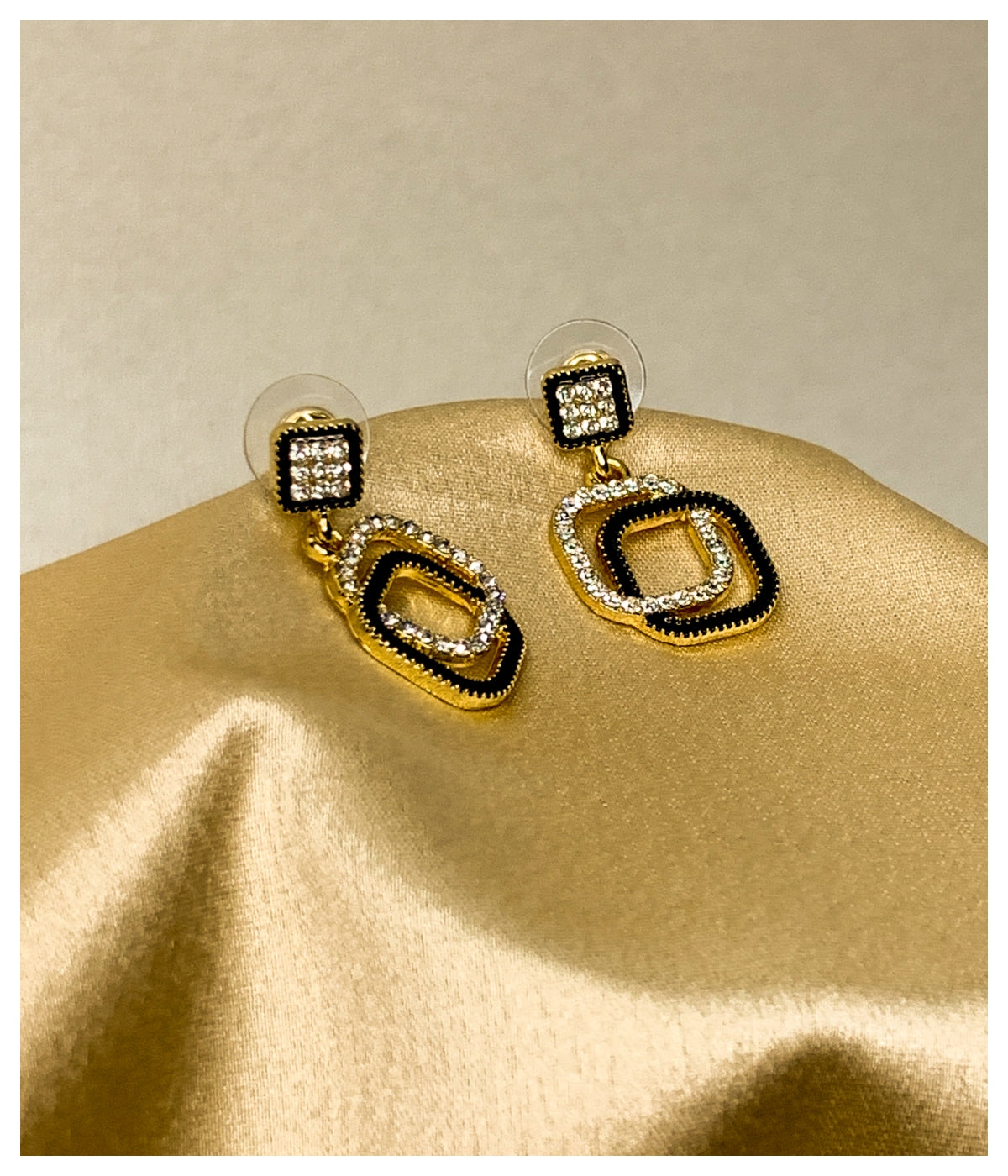 Black Square Diamond Earrings
