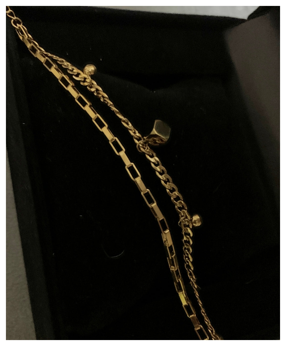 Stainless Steel Cubes Box Double Chain Bracelet