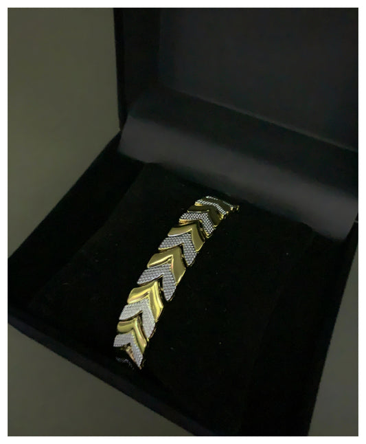 Elegant Golden & Silver Loose Bracelet For Men