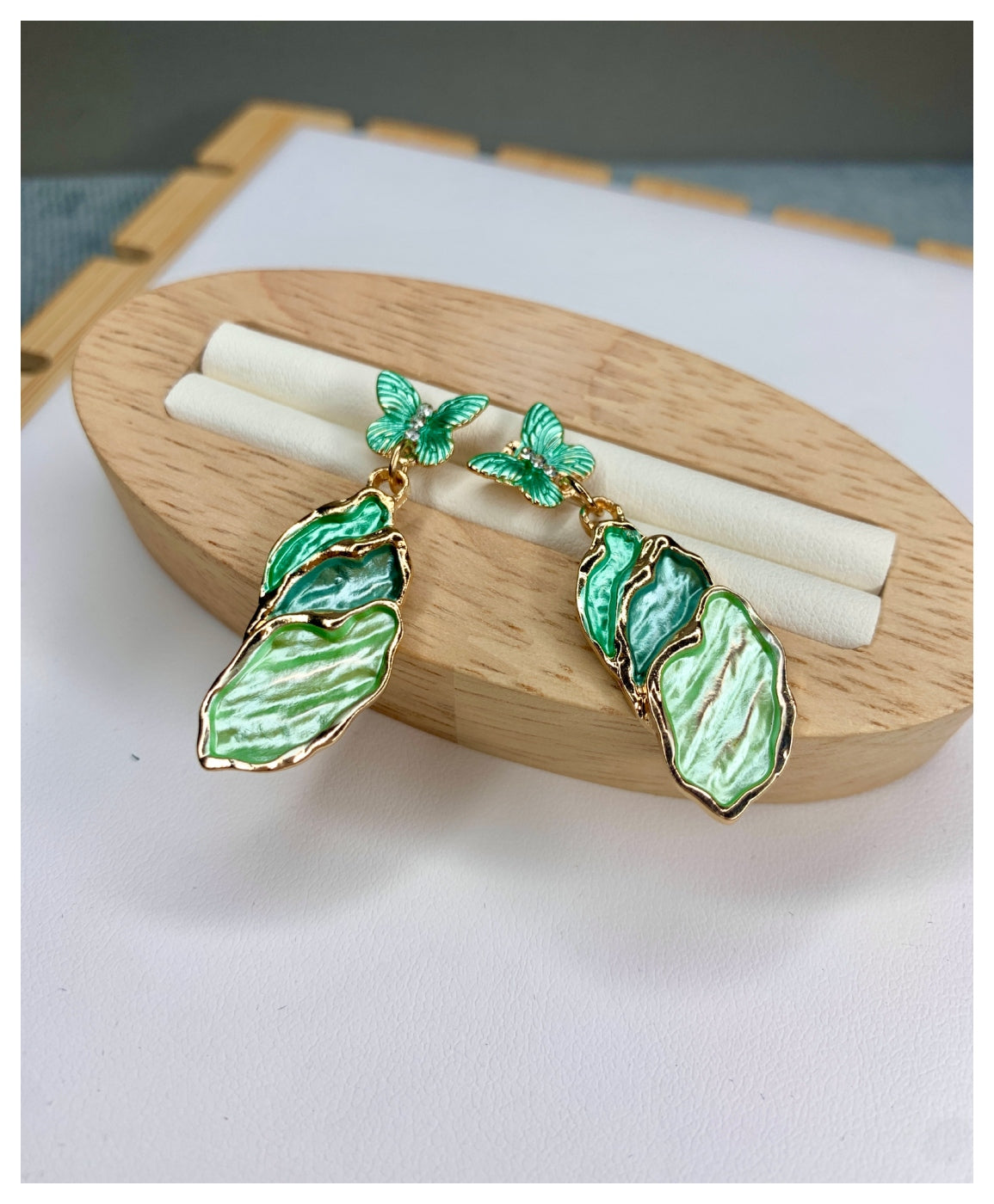Coral Green Contemporary Drop Earrings