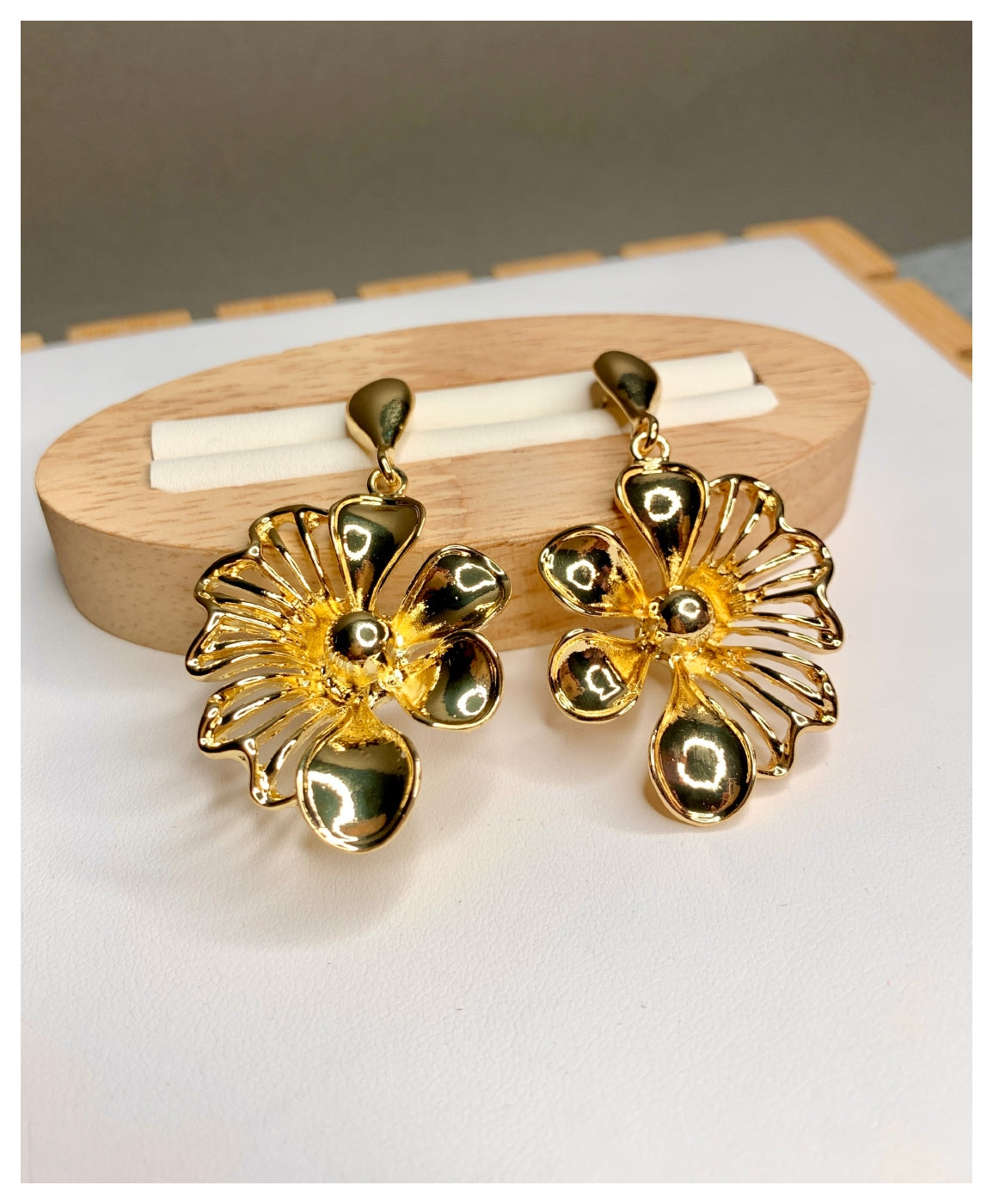 Gold Plated Stainless Steel Flower Earrings