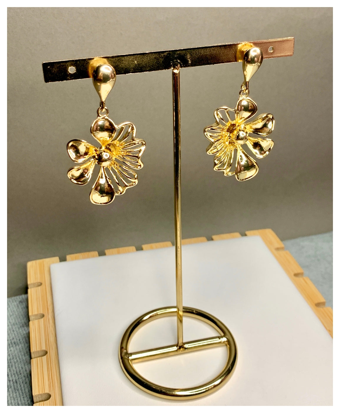 Gold Plated Stainless Steel Flower Earrings