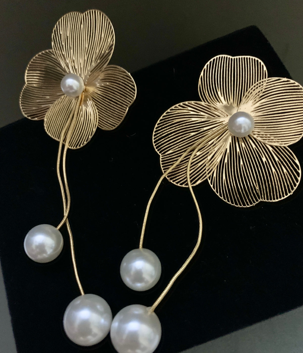 Golden Pearl Drop Earrings