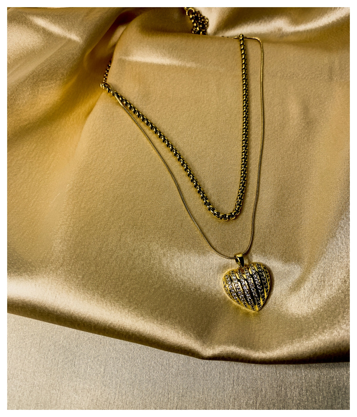 Diamond Heart Double Chain Pendant