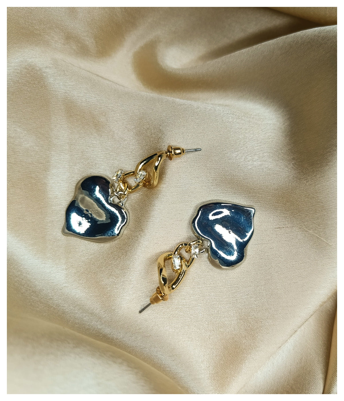 Golden & Silver Heart Enhancer Earrings
