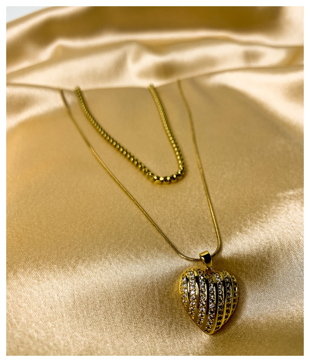 Diamond Heart Double Chain Pendant