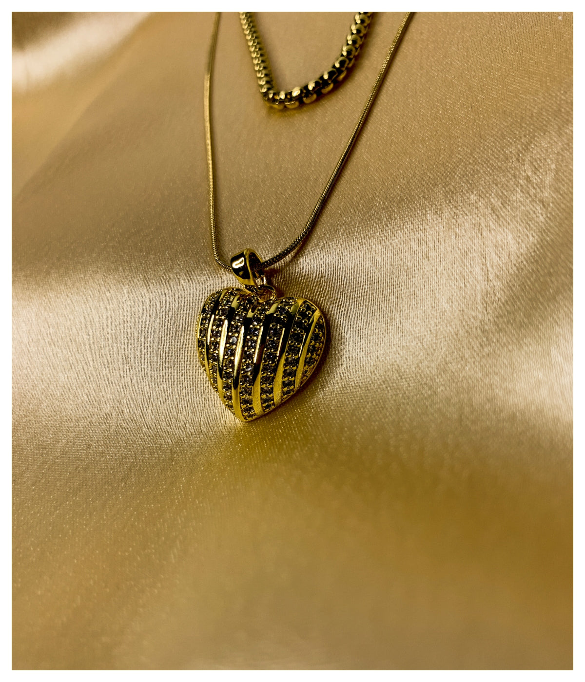 Diamond Heart Double Chain Pendant
