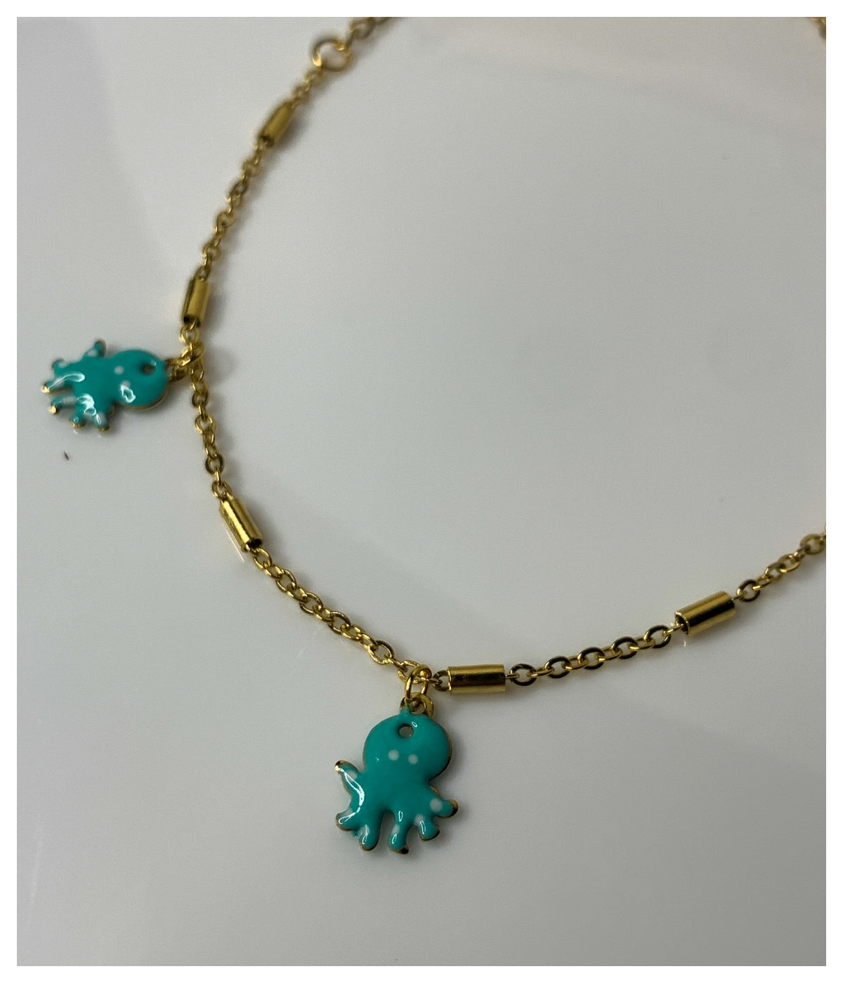Ocean Blue Octopus Golden Anklet