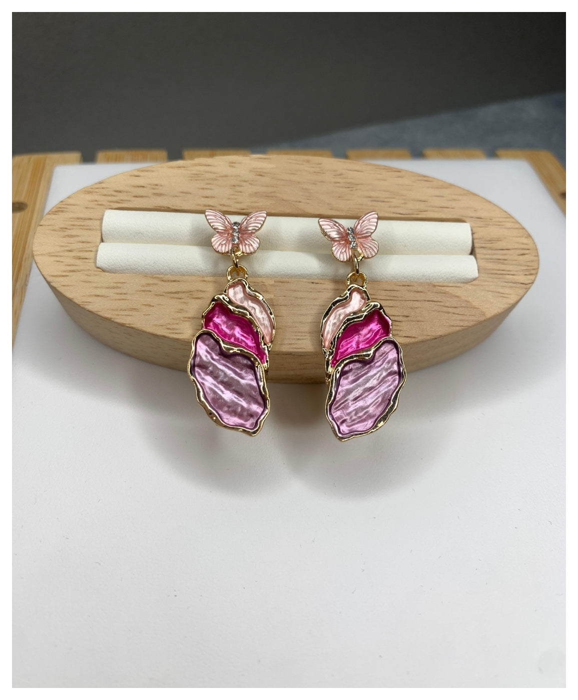 Pink Contemporary Drop Earrings