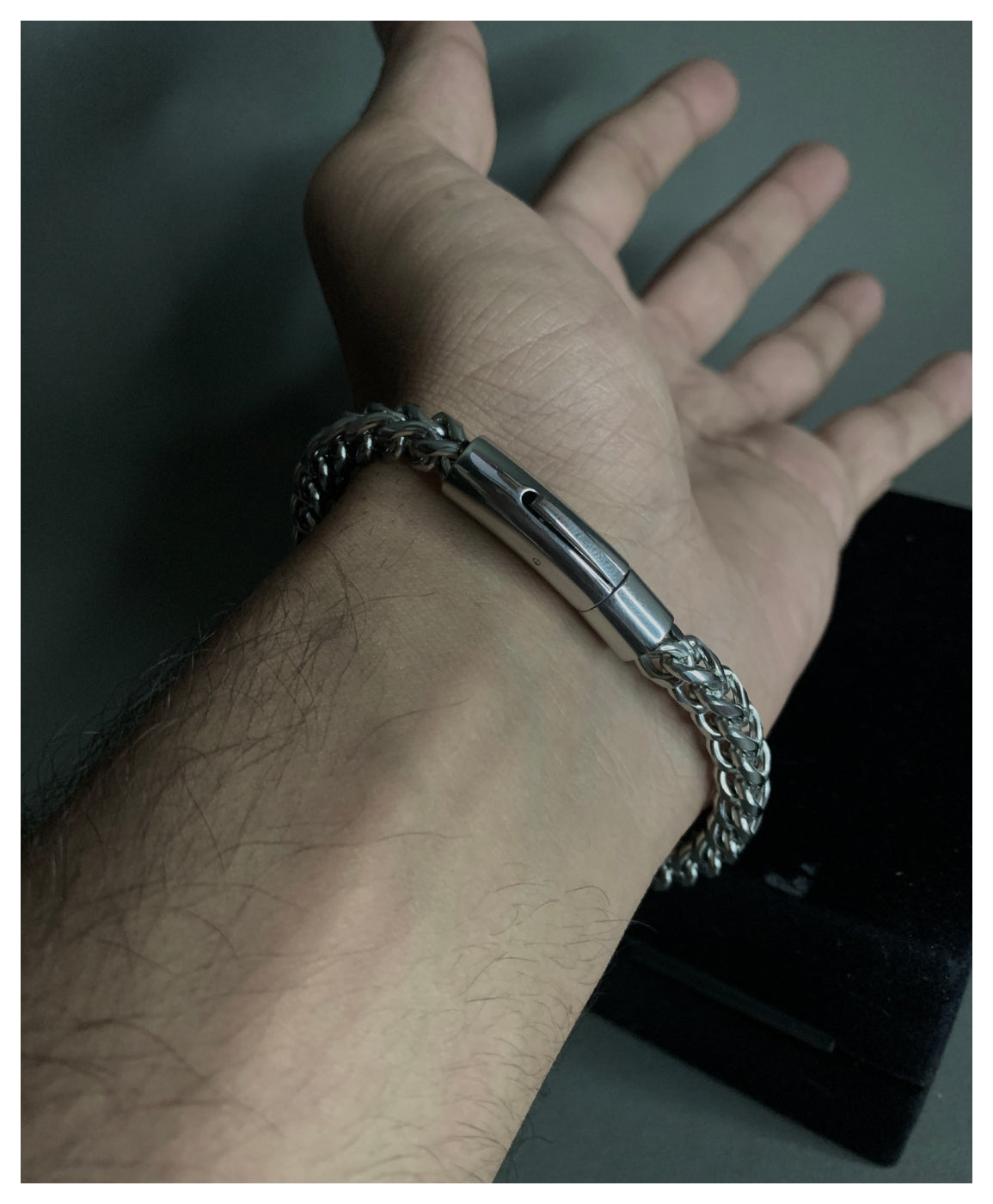 Silver Criss Cross Stainless Steel Bracelet For Men