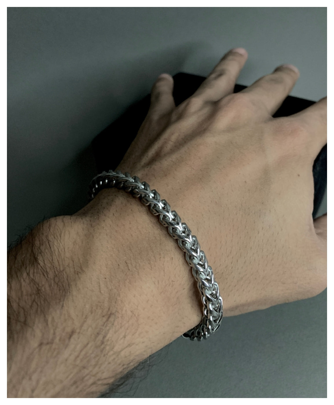 Silver Criss Cross Stainless Steel Bracelet For Men