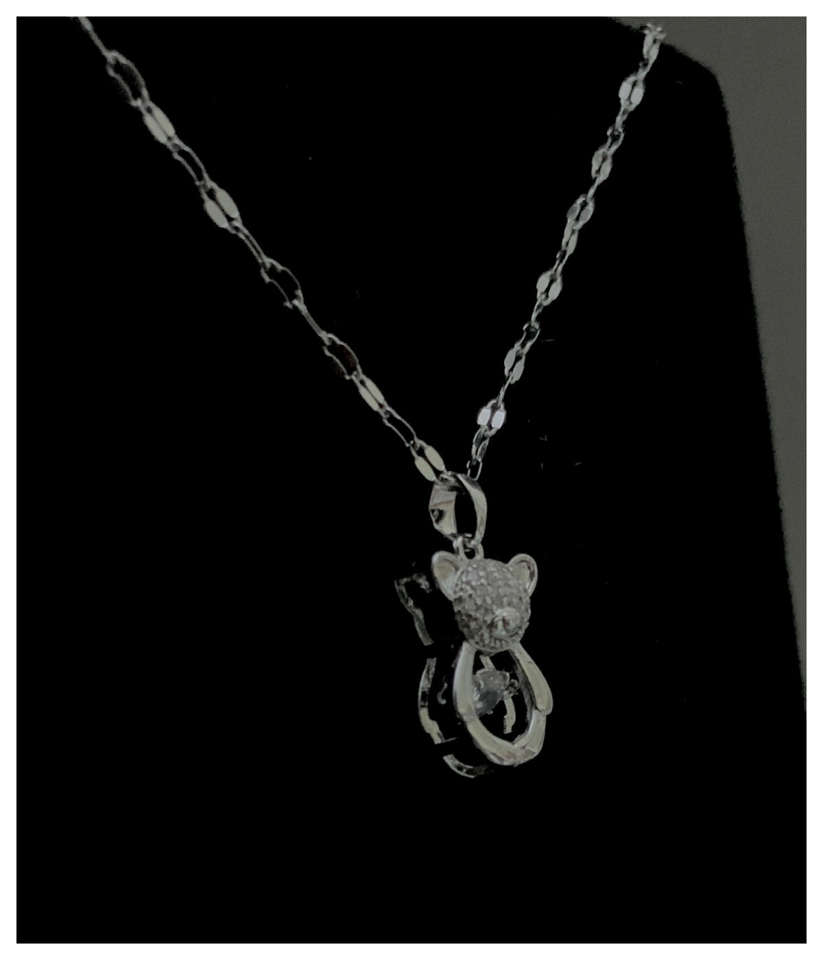 Silver Teddy Bear Chain Pendant