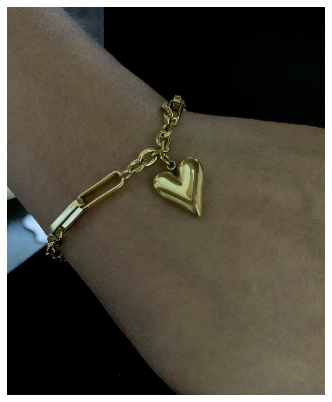 Stainless Steel Heart Charm Bracelet