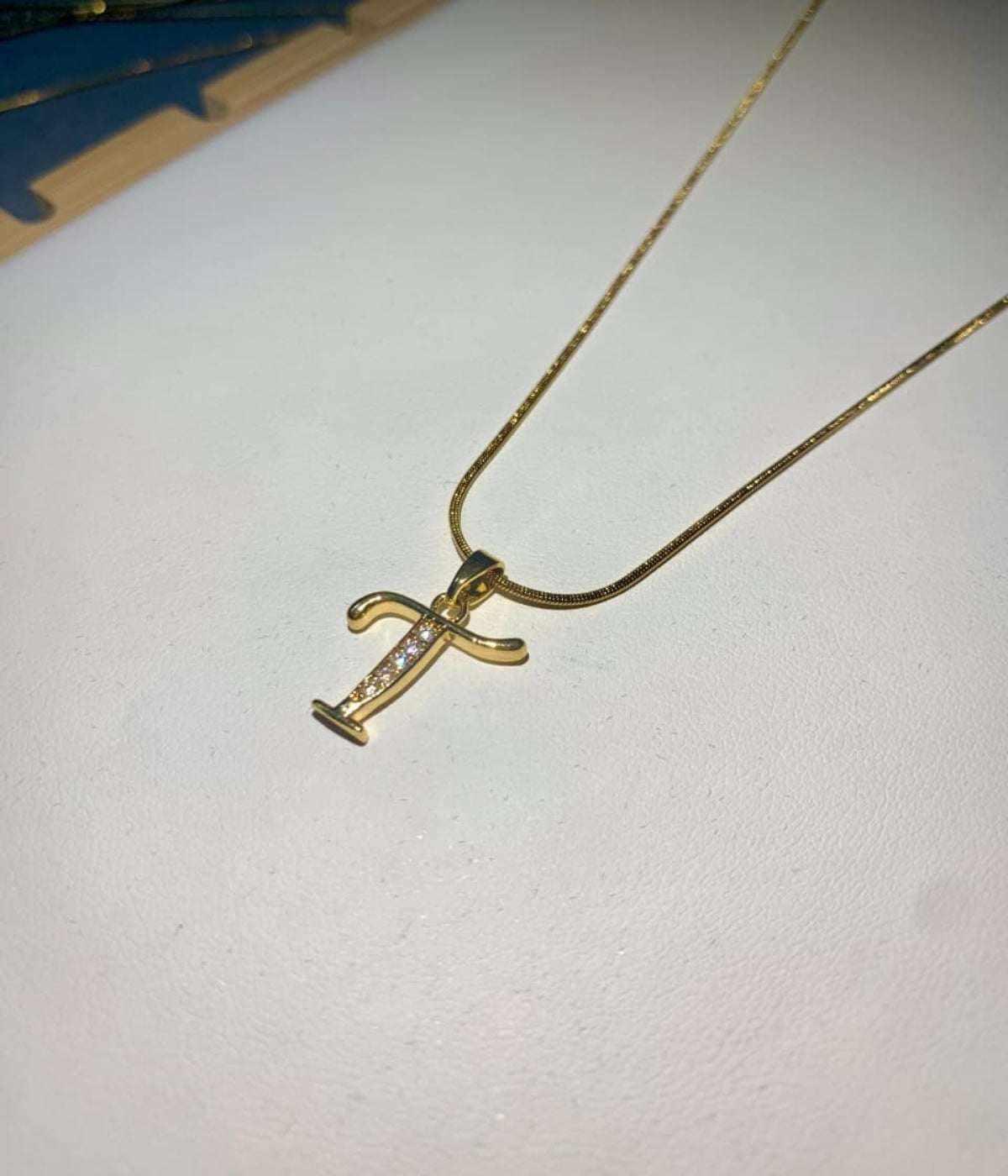 Gold Plated T Initial Pendant