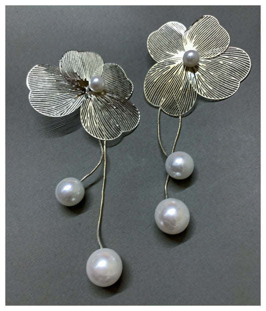 Silver Pearl Drop Earrings