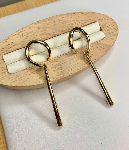 Aqua Drop Golden Earrings
