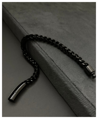 Black Criss Cross Stainless Steel Bracelet For Men