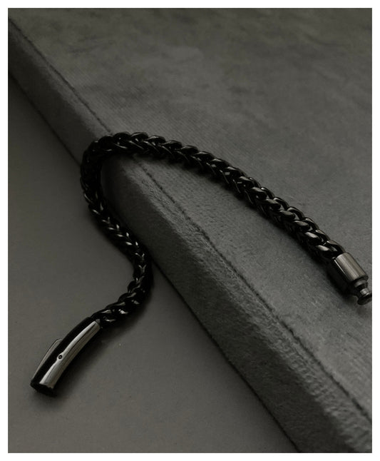 Black Criss Cross Stainless Steel Bracelet For Men