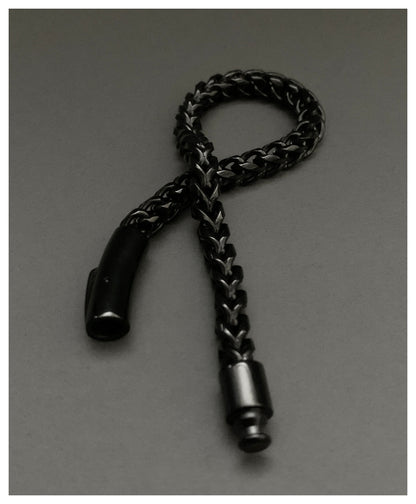 Black Criss Cross Stainless Steel Bracelet For Men