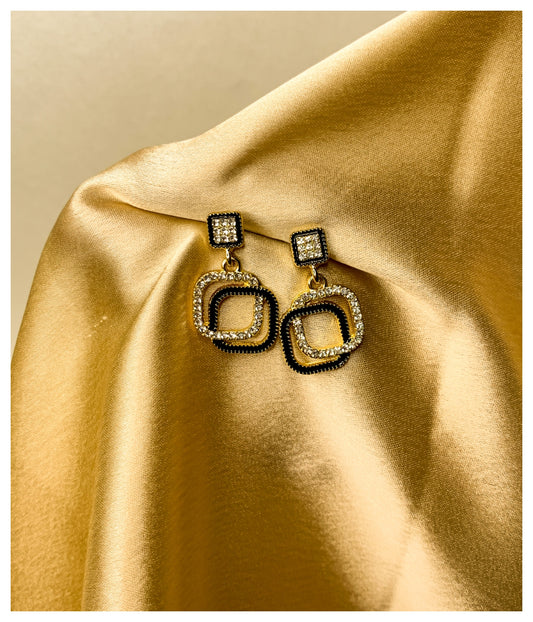 Black Square Diamond Earrings