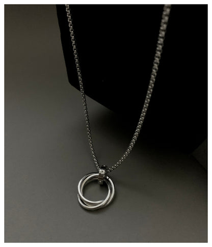 Circular Silver Stainless Steel Chain Pendant For Men