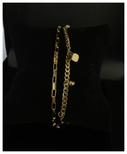 Stainless Steel Cubes Box Double Chain Bracelet