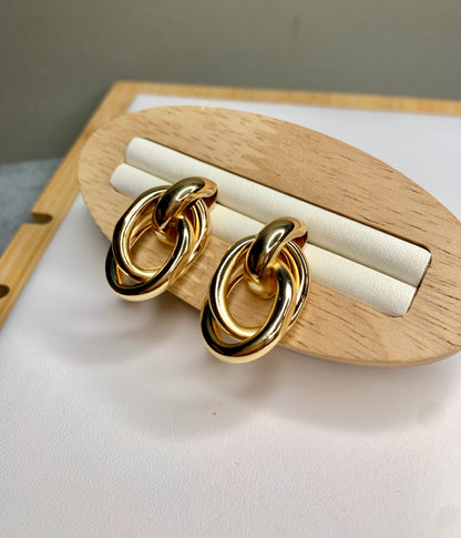 Double Interlocked Oval Dangle Earrings