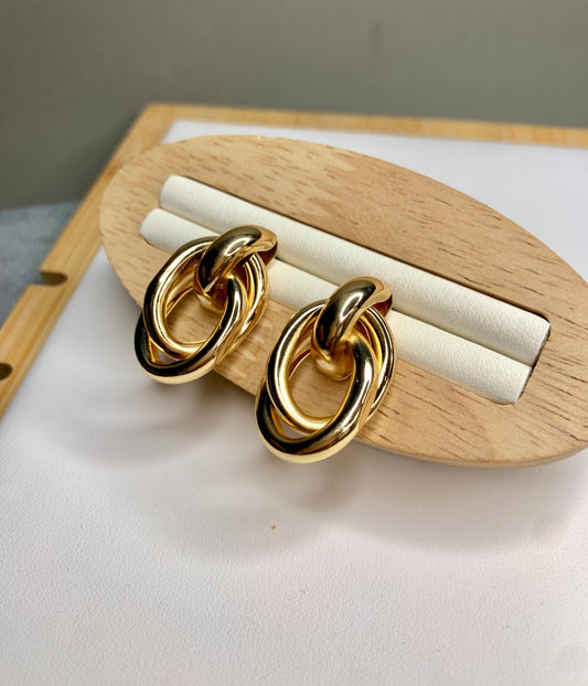 Double Interlocked Oval Dangle Earrings