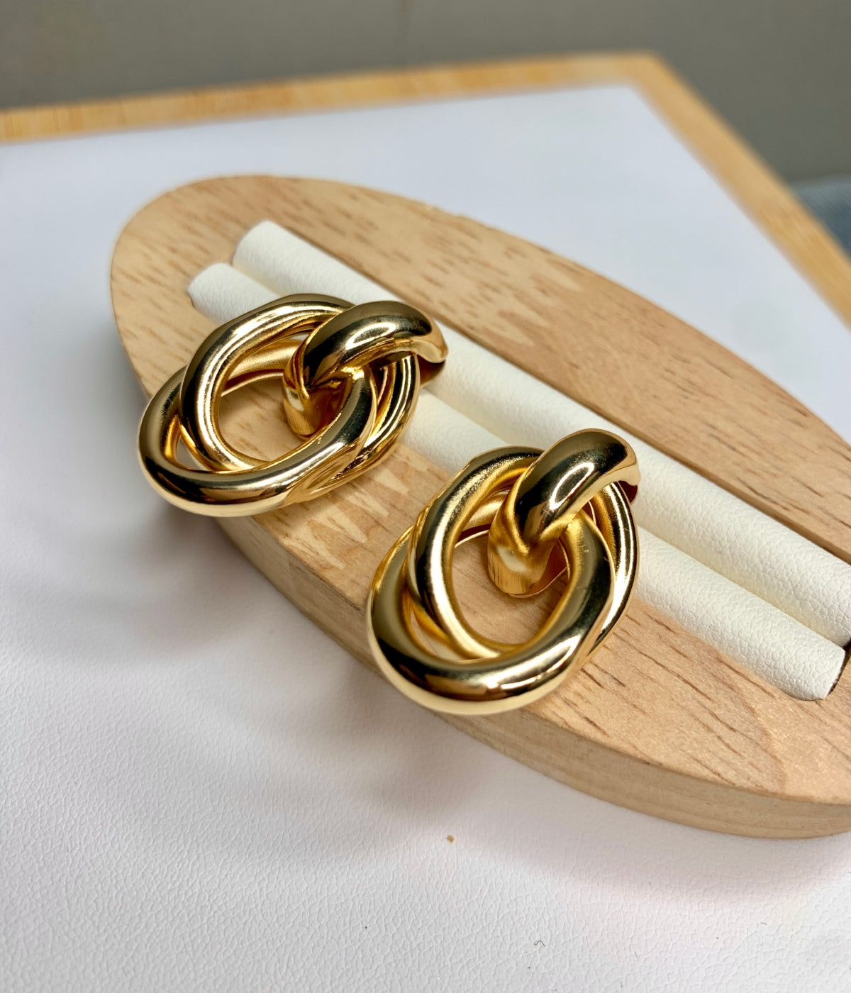 Double Interlocked Oval Dangle Earrings