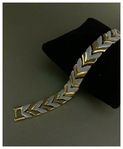 Elegant Golden & Silver Loose Bracelet For Men