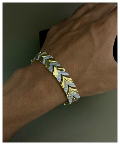 Elegant Golden & Silver Loose Bracelet For Men