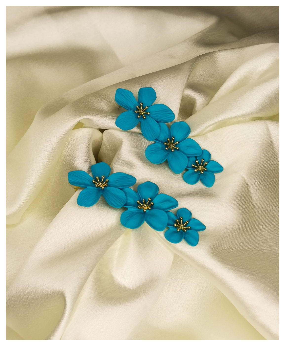 Floral 3-layered Sky Blue Earring