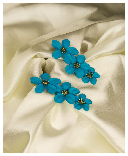 Floral 3-layered Sky Blue Earring