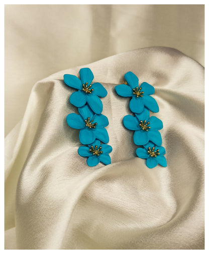Floral 3-layered Sky Blue Earring