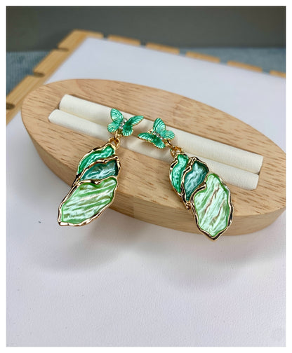 Coral Green Contemporary Drop Earrings
