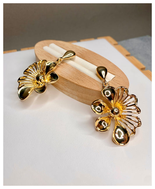 Gold Plated Stainless Steel Flower Earrings
