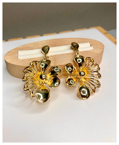Gold Plated Stainless Steel Flower Earrings