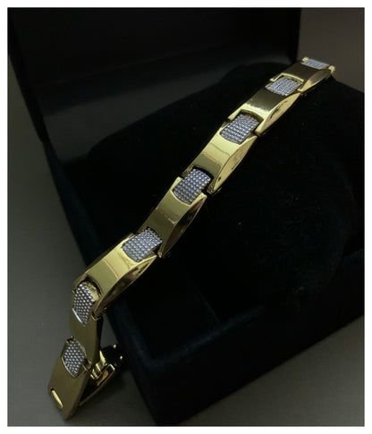 Classic Golden & Silver Loose Bracelet For Men