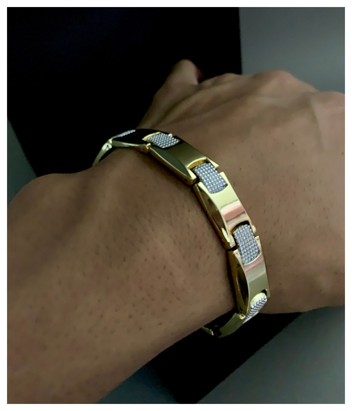 Classic Golden & Silver Loose Bracelet For Men