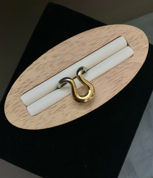 Golden Silver Curve Ring