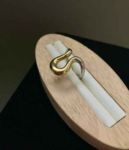 Golden Silver Curve Ring