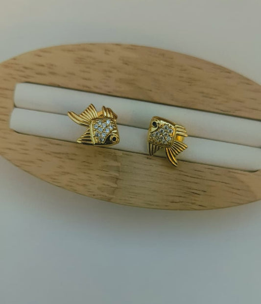 Angelfish Gold Plated Stud Earrings