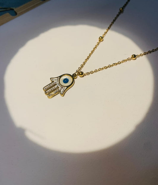 Gold Plated Evil Eye Hamsa Pendant