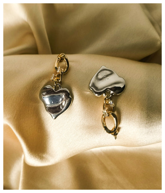 Golden & Silver Heart Enhancer Earrings