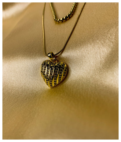 Diamond Heart Double Chain Pendant