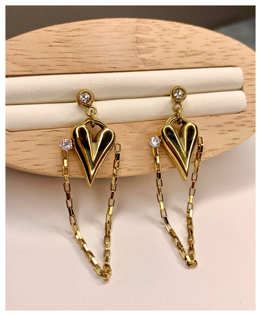 Love Heart Dangle Chandelier Earrings
